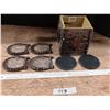 Image 1 : Decorative Box with 6 Coasters - 4 x Horseshoe 2 x Slate Stone