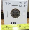 Image 1 : 1960 Canadian Silver 10 Cents. MS-64 with Cameo. Bright White.