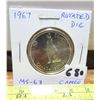 Image 1 : 1967 Canadian Silver 50 Cents. MS-63 with Rotated Die & Cameo.