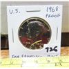 Image 1 : U.S 1968S Proof Kennedy Silver Half Dollar. San Francisco Mint. Proof. Nice.