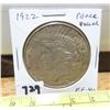 Image 1 : U.S. 1922 Silver Peace Dollar. Philadelphia Mint. EF-40.