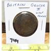 Image 1 : Great Britain. Undated George II half penny. (1729 – 1754). Fair.