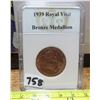 Image 1 : 1939 Royal Visit to Canada Large Bronze Medallion. Co-joined busts as above. BU Red & Brown.