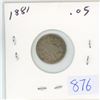 Image 1 : 1881 Canadian 5 cent silver coin