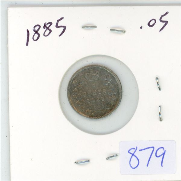 1885 Canadian 5 cent silver coin Schmalz Auctions