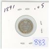 Image 1 : 1891 Canadian 5 cent silver coin