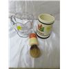 Image 2 : vintage rose bowl glass , rcmp mug , shaving cream brush
