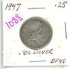 Image 1 : 1947 Canadian silver 25 cent coin