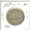 Image 1 : 1953-silver canadian 50c