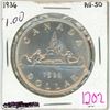 Image 1 : 1936 Canadian Voyager silver dollar - AU-50