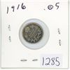 Image 1 : 1916 Canadian 5 cent silver coin