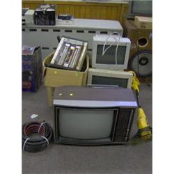 BOX LOT ASSORTED , T.V., 3 MONITORS,
