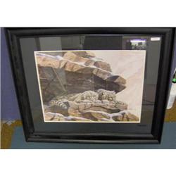 FRAMED PRINT " SNOW LEOPARDS" BALKE   ITEM #10860