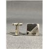 Image 2 : Pair Of 1960's Sterling Silver Square, Hand Engraved Cufflinks, 5/8" x 5/8"