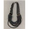 Image 1 : Very Ornate 9 Strands Metal & Carnival Glass Beads Necklace, Original Patina