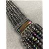 Image 2 : Very Ornate 9 Strands Metal & Carnival Glass Beads Necklace, Original Patina