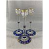 Image 1 : 3 Art Deco Painted Glass Candlesticks