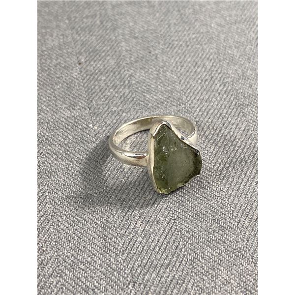 925 Sterling Silver w/ Rock Crystal Stone Ring Sz. 7 1/2