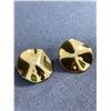 Image 1 : Pair Of 14K Solid Gold Post Round Shaped Stud Earrings, Diameter Size Of A Loonie Coin