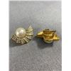 Image 2 : Pair Of Beautiful Gold Colour w/ Pearl & Rhinestones Earrings, Clip On, Marked Butler