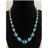 Image 1 : Lovely Vintage Blue Glass Choker Necklace, 16" L, 925 Sterling Silver Clasp