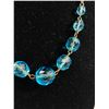 Image 2 : Lovely Vintage Blue Glass Choker Necklace, 16" L, 925 Sterling Silver Clasp