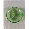Image 1 : Beautiful Green Uranium Depression Glass Divided Relish Dish