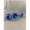 Image 1 : Beautiful Blown Glass Rabbit Duc & Sphere Paperweights/Figures