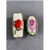 Image 2 : Cute Vintage Vanity Lot- Compact, Lipstick Holders, Pill Box, Glass Footed Jars