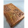 Image 2 : Interesting Vintage Collectibles in Hand Crafted Teakwood Box- Brass Weights, Pins, Foreign Money, F