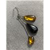 Image 2 : Amber, Black Oynx Silver Earrings