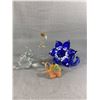 Image 1 : Vintage Hand Blown Art Glass Lot: Flower Flecks Twisted Stem, Elephant Bullicante Paperweight, Spott