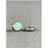 Image 2 : Sterling Silver Oval Opal Earrings, 9/16" x 7/16"  Marked 925 & Tested