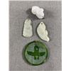 Image 1 : Lot Of 4 Jade Pendants, Ram & Fish Are 2 Sided