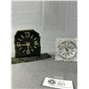 Image 2 : 3 Vintage Clocks. 1 Emes Quartz Made in Germany, a Fifth Avenue Crystal Quartz, 1 Enamaled Granite. 