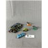 Image 1 : Vintage Tootsie Toy Car,3 Vintage Metal Jurassic Park Dinosaurs and Vintage Marbles