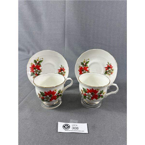 Set Of 2 Vintage Sadler Wellington Fine Bone China Tea Cups & Saucers Made In Englang