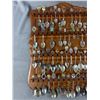 Image 2 : Vintage Wood Souvenir Spoon Holder w/ 57 Collector Spoons. Approx. 20" x 17"