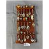 Image 1 : Vintage Wood Souvenir Spoon Holder w/ 18 Collector Spoons. Approx. 16" x 7"