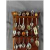 Image 2 : Vintage Wood Souvenir Spoon Holder w/ 18 Collector Spoons. Approx. 16" x 7"