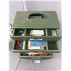 Image 2 : Vintage Carry Case Box w/ Drawers. Includes Contents Of Sewing Supplies. Approx. 14" x 7 1/2" x 14"