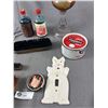 Image 2 : Misc Vintage Lot - Bluing Liquid Bottles, Shoe Shine Brushes, Glass Oil Lamp & More