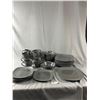 Image 1 : Lot Of Mikasa Swirl Square Graphite Mugs, Plates, Bowls & More