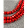 Image 2 : Triple Red Beaded Choker Necklace Approx. 17" L w/ Red & White Beaded Bracelet