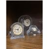 Image 2 : Mostly Crystal Lot - 3 Mantel Clocks, Candle Holders, Candy Dish & More