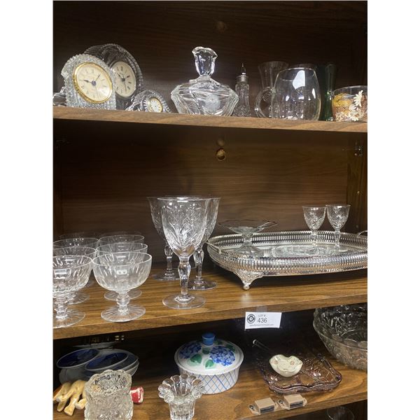 Mostly Crystal Lot - Dessert Glasses, Large Wine Glasses, Metal Serving Tray & More