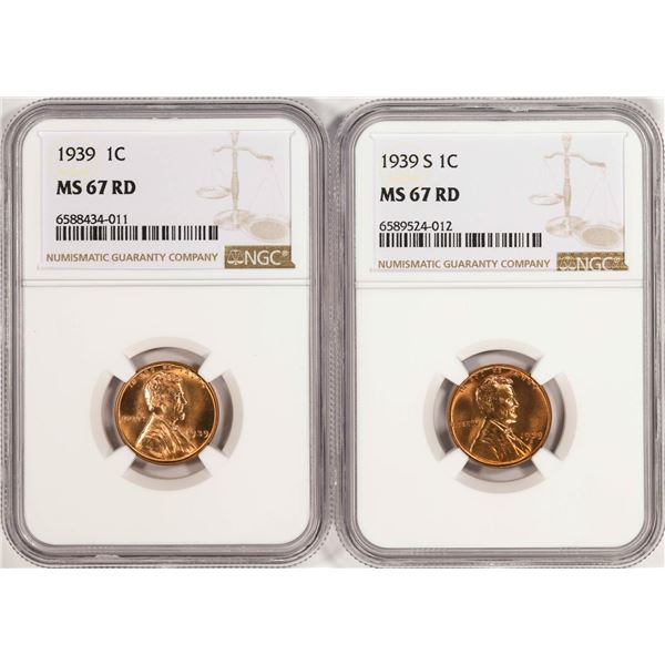 Lot of 1939 & 1939-S Lincoln Wheat Cent Coins NGC MS67RD