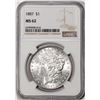 Image 1 : 1887 $1 Morgan Silver Dollar Coin NGC MS62