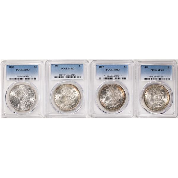 Lot of 1887-1890 $1 Morgan Silver Dollar Coins PCGS MS63