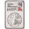 Image 1 : 2021 Ty. 2 $1 American Silver Eagle Coin NGC MS70 First Day Release Gaudioso Signed